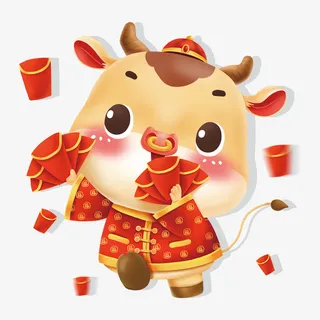 新年小牛2月免抠