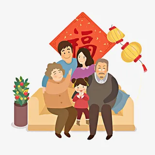 卡通手绘创意全家福免抠