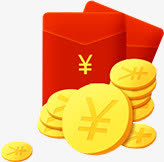 卡通金币红包活动免抠