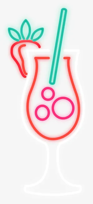 彩色梦幻霓虹灯鸡尾酒免抠