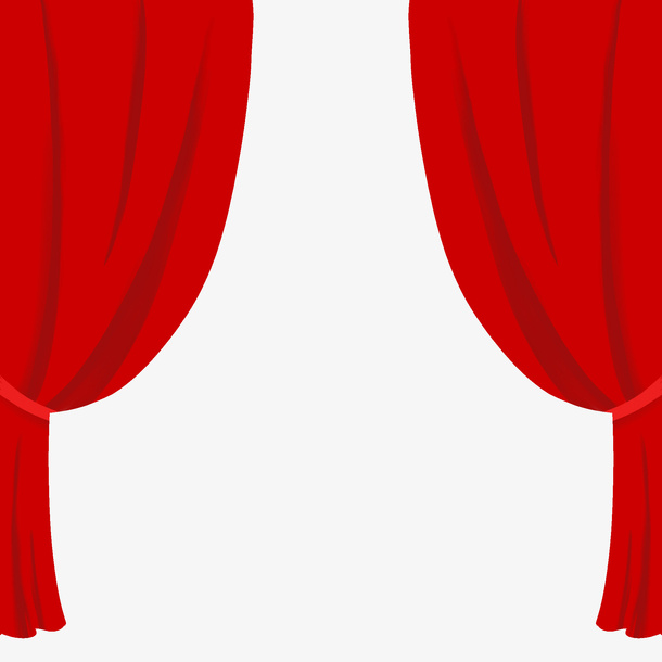 红色窗帘幕布免抠