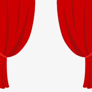 红色窗帘幕布免抠