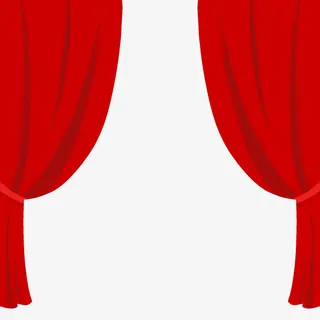 红色窗帘幕布免抠