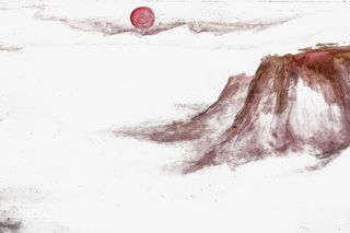 夕阳西下艺术水墨山水画免抠免抠