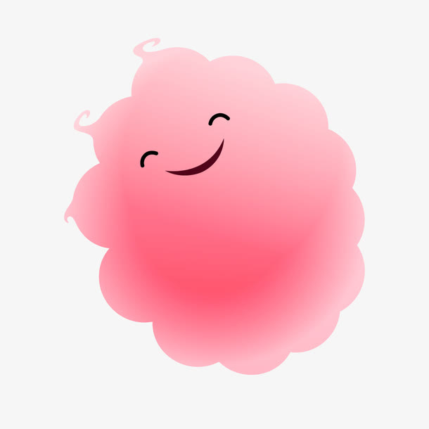 粉红色渐变笑脸棉花糖免抠
