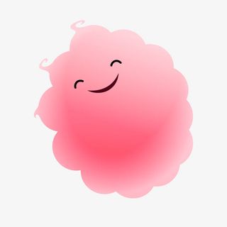粉红色渐变笑脸棉花糖免抠