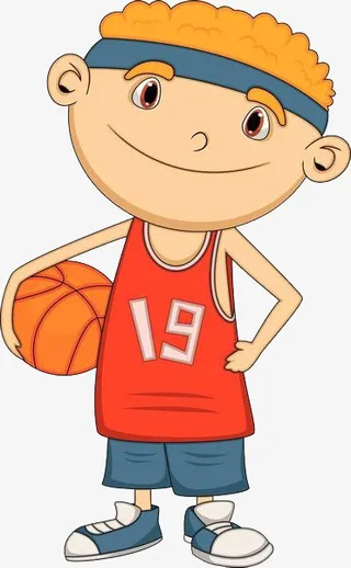 抱着篮球叉腰的男孩免抠