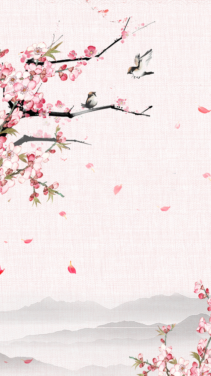 中国风水墨桃花节广告背景图高清