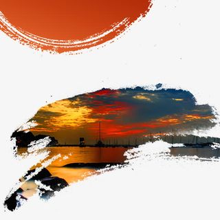 火红的夕阳免抠