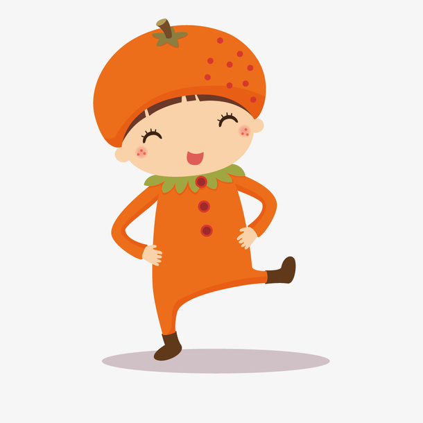 穿柿子服装的儿童免抠