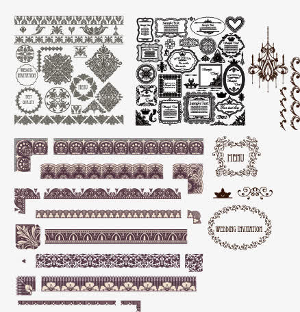 房地产欧式底纹花纹边框免抠