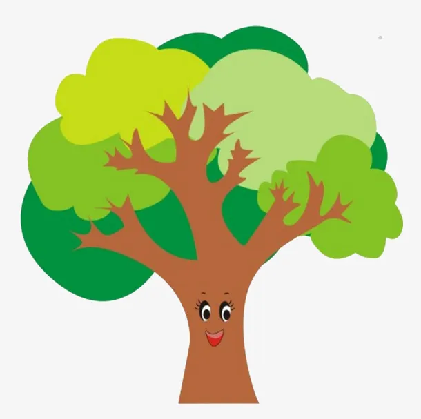 绿色卡通logo笑脸树干形状免抠