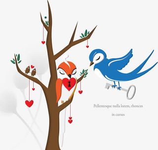 卡通鸟儿浪漫插画免抠