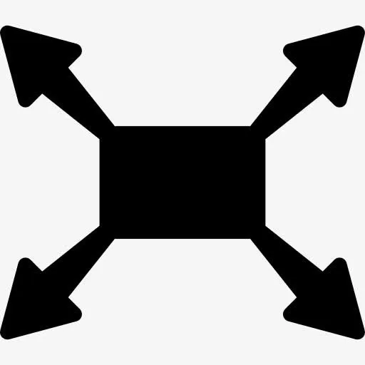 扩大四个箭头矩形按钮图标免抠