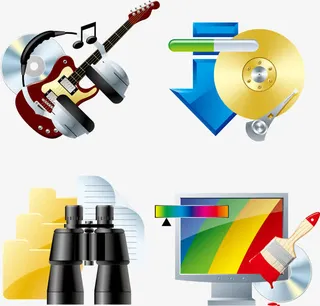 音乐下载查找色彩矢量图标免抠