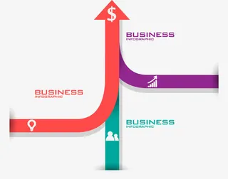 汇聚彩色箭头ppt素材免抠