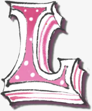 手绘粉色漫画雪花字母免抠