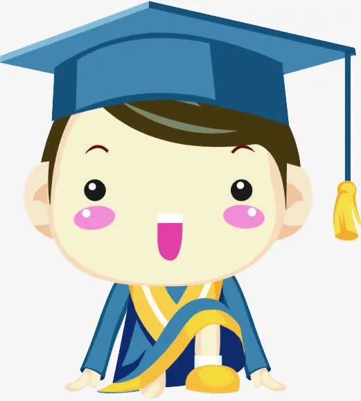 卡通穿学士服的男大学生免抠