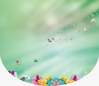 道旗绿色春意设计免抠背景底纹元素