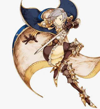 手绘藏青色持剑女子免抠