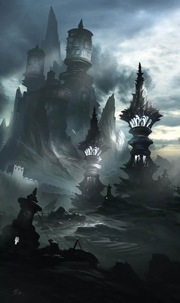 魔幻世界乌云笼罩海报背景免抠背景卡通/手绘元素