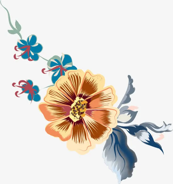 卡通手绘水彩花朵免抠