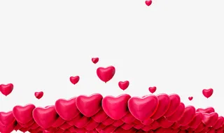 红色飘零爱心七夕情人节免抠