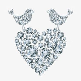 钻石鸟与爱心设计矢量素材免抠