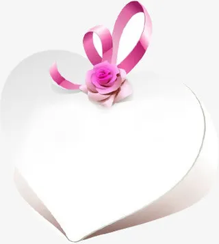 心形白色礼盒七夕免抠