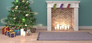 圣诞激情绿色家居海报背景高清