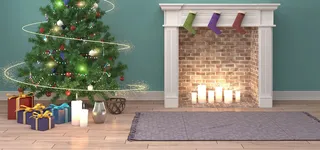 圣诞激情绿色家居海报背景高清