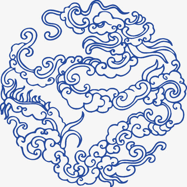 矢量青花祥云纹免抠