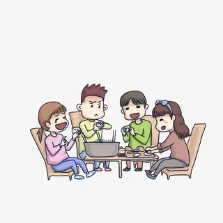 和同事一起包饺子免抠