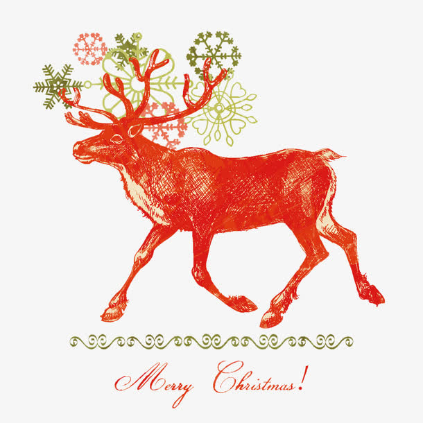 手绘风格麋鹿矢量素材免抠