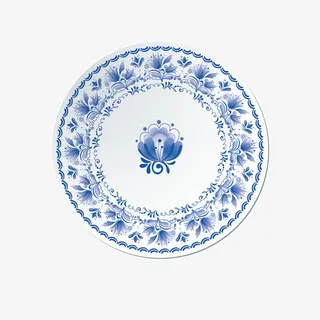 矢量青花瓷器圆盘中间大花纹免抠