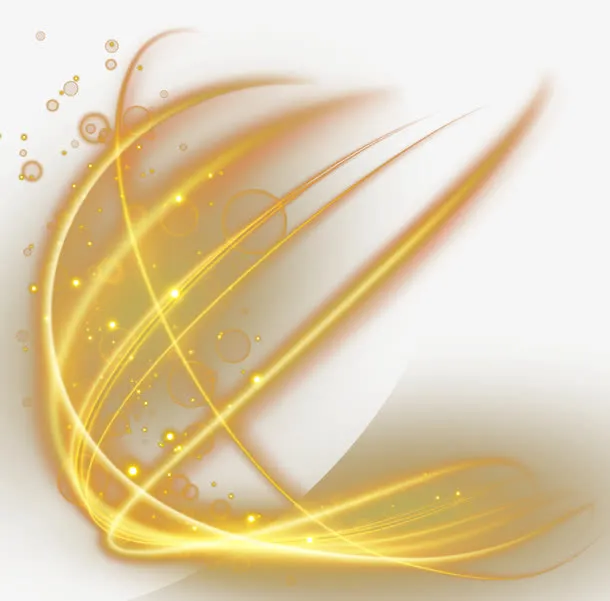 金色科技柔美光线装饰图案免抠