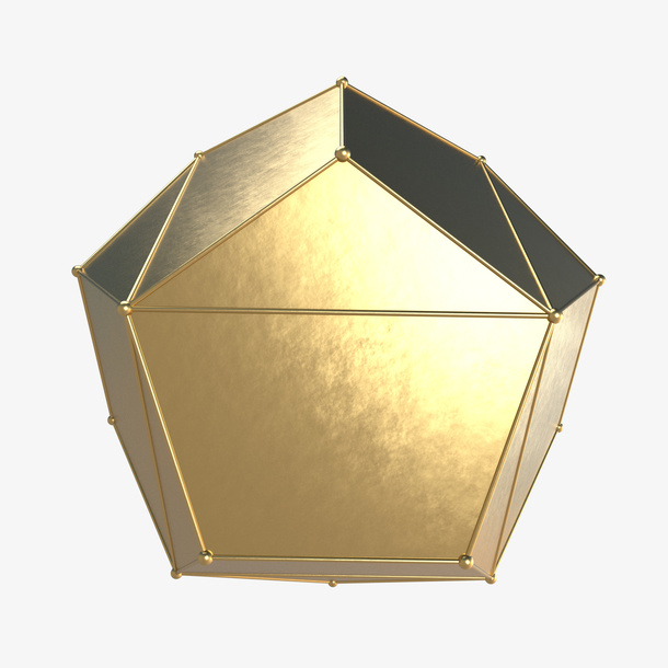 金色的多边形几何免抠