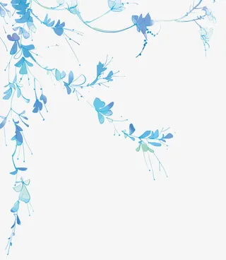 矢量蓝色藤蔓免抠