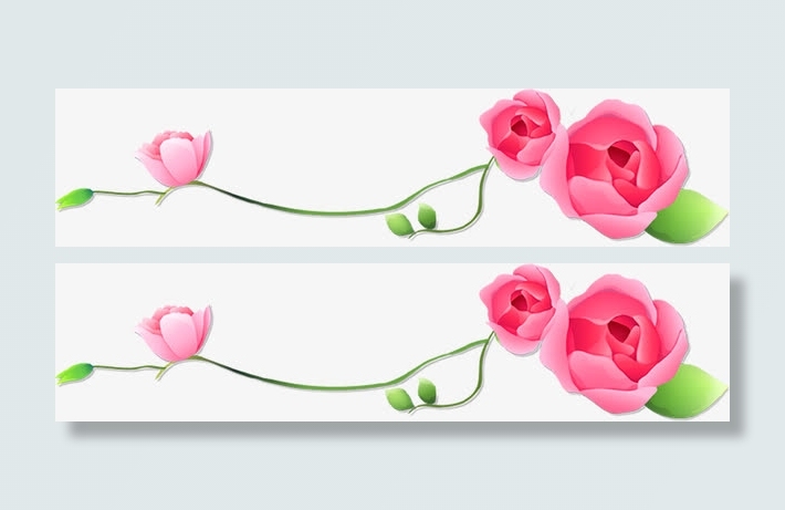 卡通玫瑰花树枝边框素材免抠