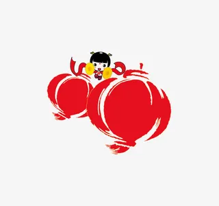 小孩红灯笼元素效果免抠