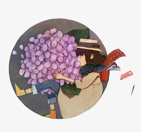 水彩女孩免抠