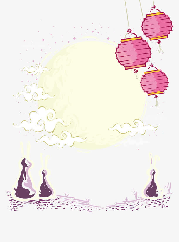 手绘中秋节装饰免抠