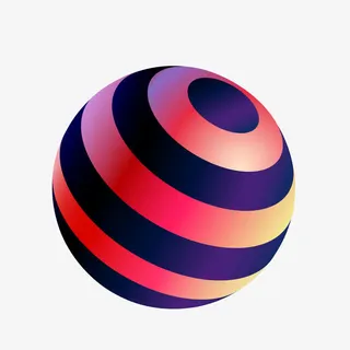 彩色条纹矢量五彩球免抠