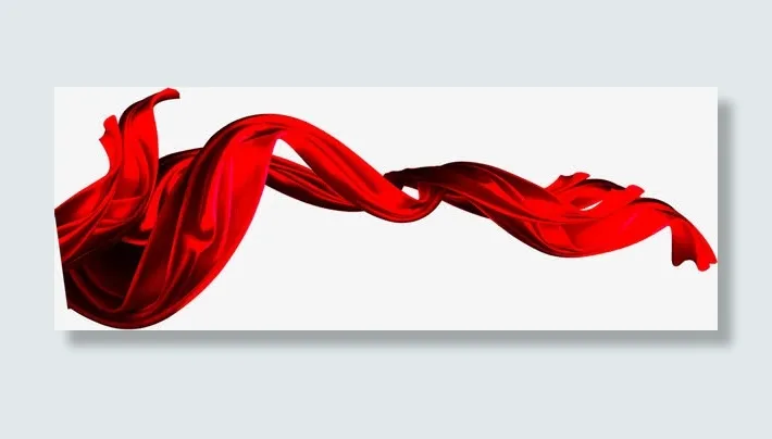 红色丝绸质感彩带招聘海报免抠