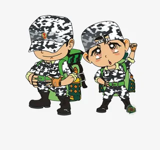 卡通迷彩小兵免扣素材免抠