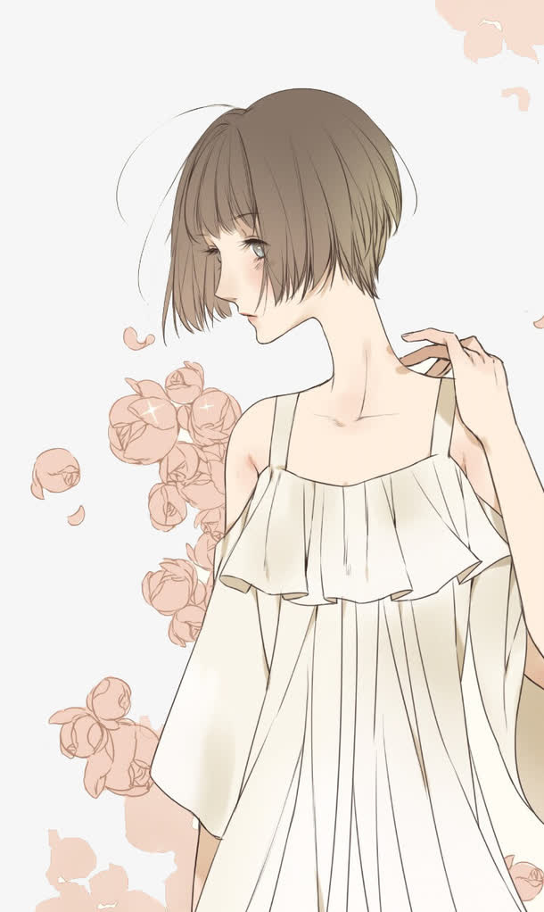 唯美手绘人物插画免抠