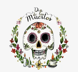 水彩背景墨西哥头骨