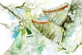 唯美古风手绘插画免抠