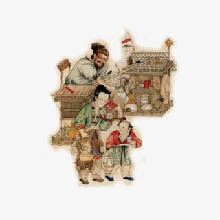 中国风传统水墨画人物素材免抠