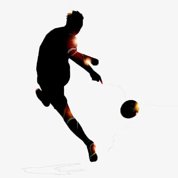 个性炫光与足球运动员剪影免抠